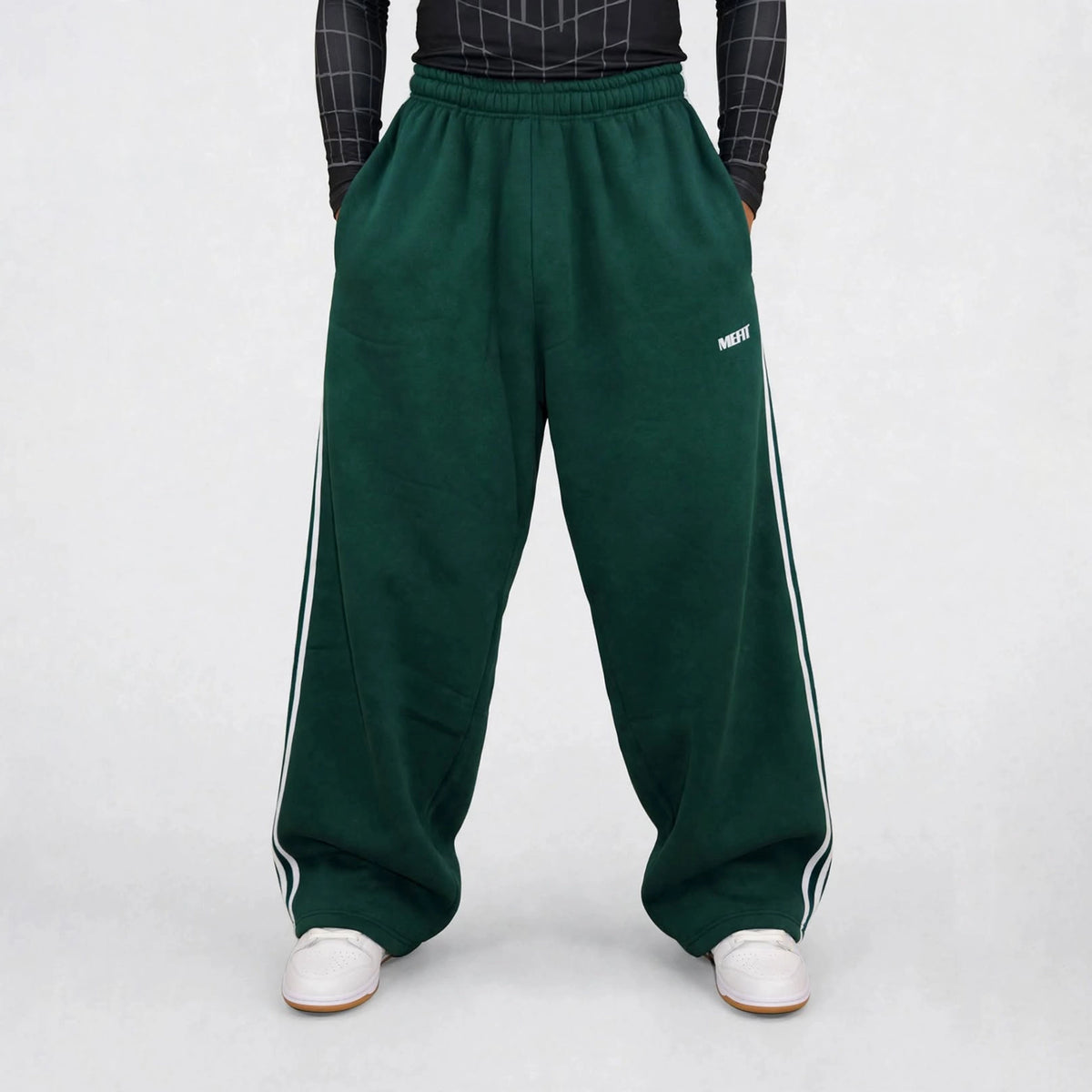 Green Double Stripe Sweatpants