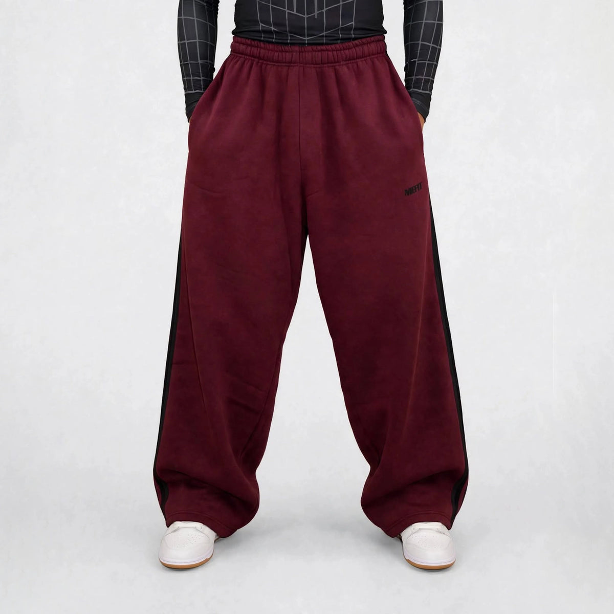 Burgundy Double Stripe Sweatpants