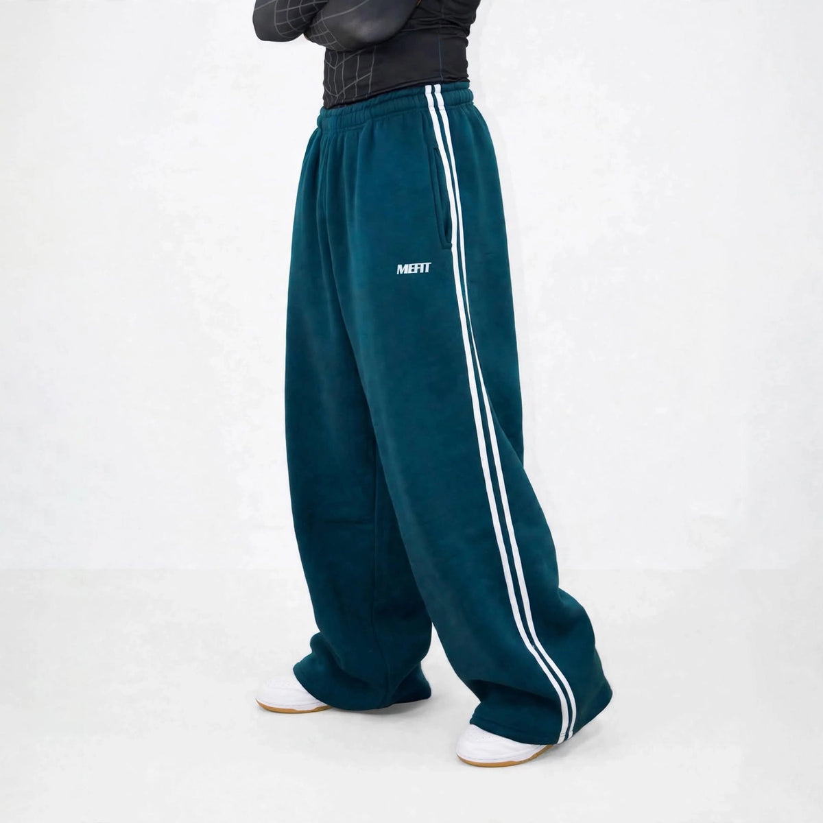 Petroleum Blue Double Stripe Sweatpants