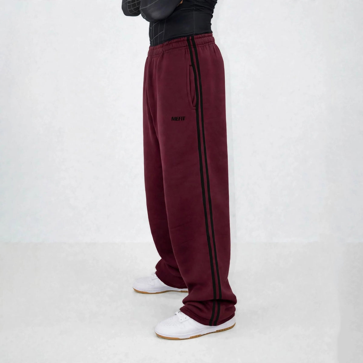 Burgundy Double Stripe Sweatpants