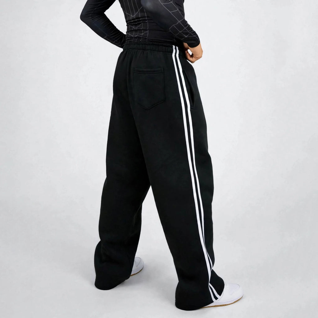 Black Double Stripe Sweatpants