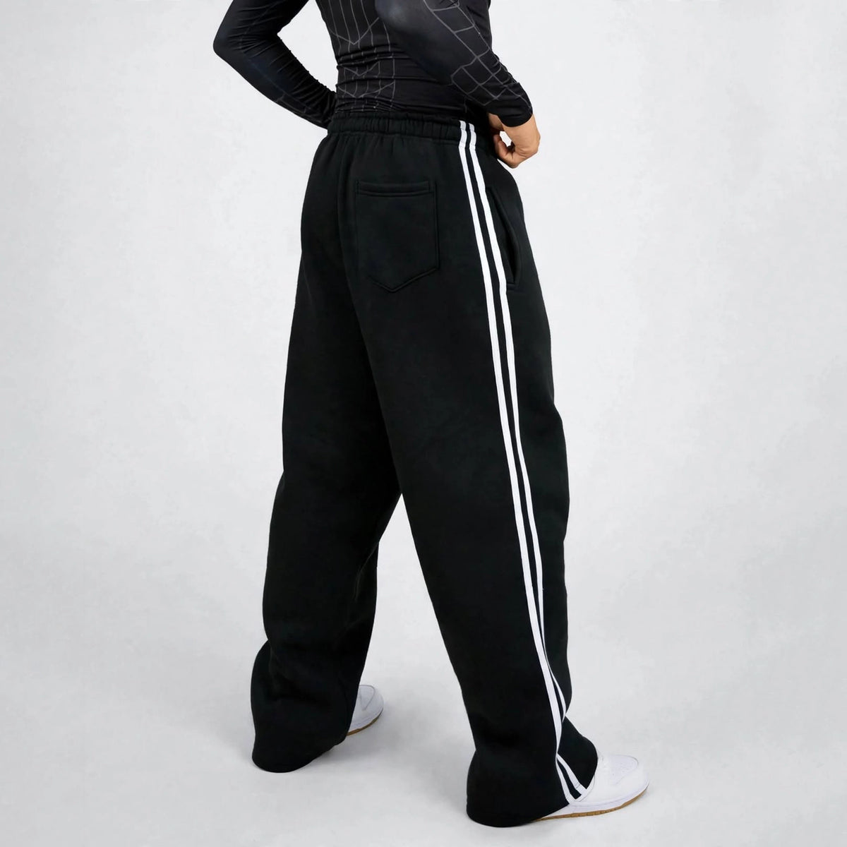 Black Double Stripe Sweatpants