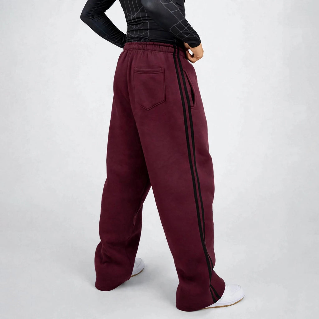 Burgundy Double Stripe Sweatpants
